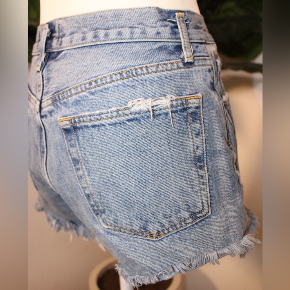 AGOLDE Parker Vintage Blue Cut Off Denim Shorts - Picture 8 of 10